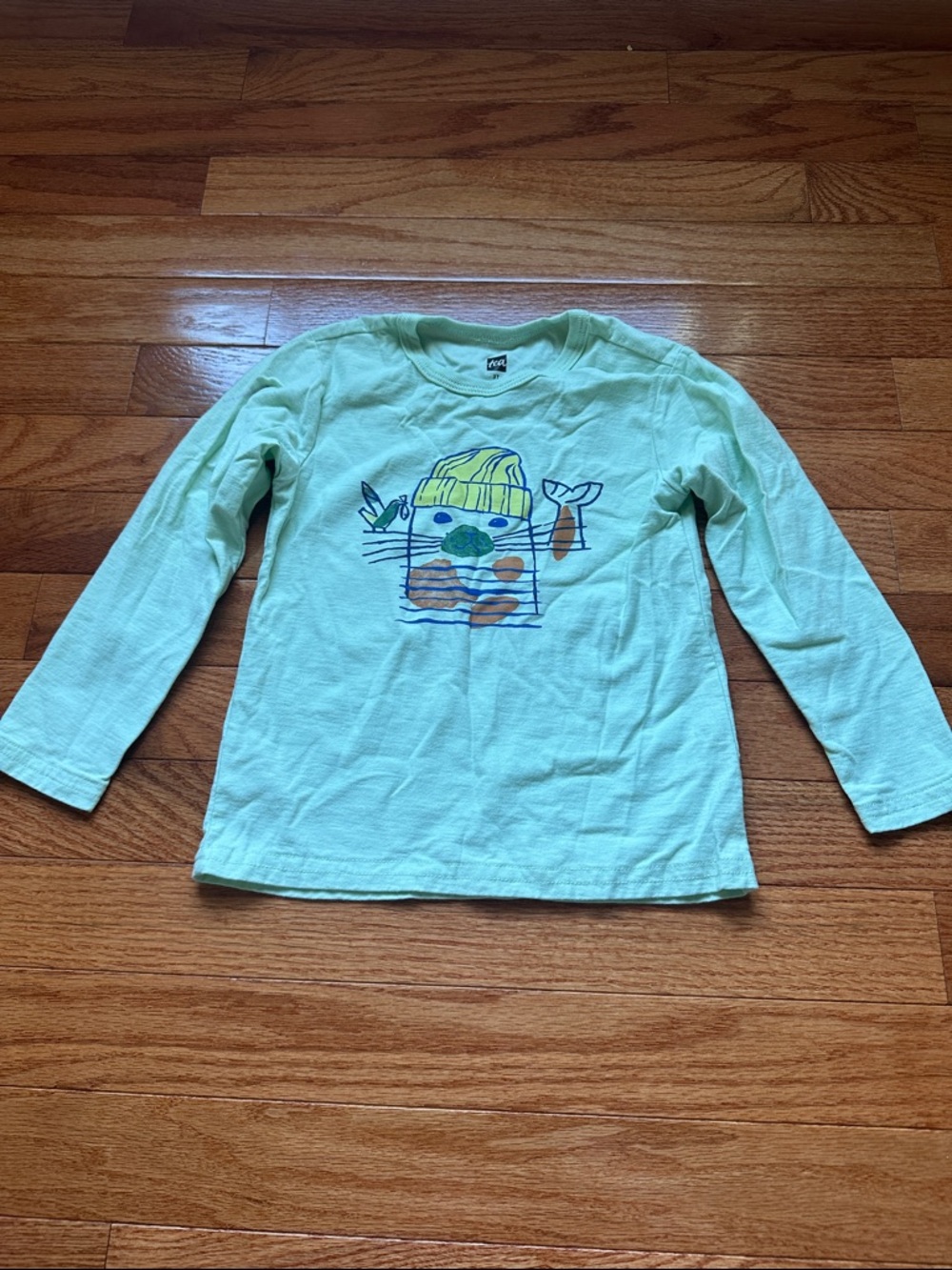NWOT Tea Collection Mint Green Long Sleeve Tee with Nautical Seal/Sea Lion
